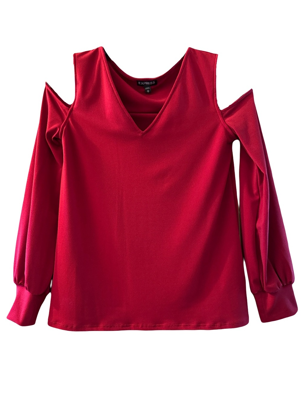 Express Deep Red Cold-Shoulder V-Neck Blouse